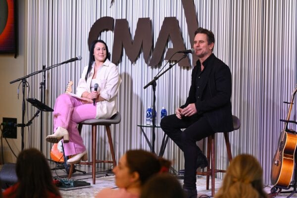 Charles Esten participates in a Q&A session with Stephanie Shank (CMA Senior Manager, Production and Talent Relations) to kick off his visit to CMA HQ in Nashville on Wednesday, Feb. 14.Photo Credit: Zach Whitmore/CMA 