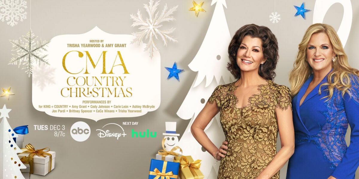 “CMA Country Christmas,” hosted by Amy Grant and Trisha Yearwood, airs Tuesday, Dec. 3 at 8/7c on ABC and next day on Hulu and Disney+. 