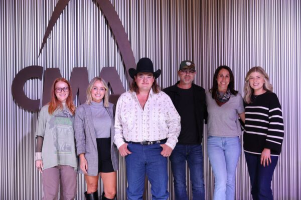 (L-R) Emily Smith (TRACK Mgmt Artist Manager), Tiffany Kerns (CMA Senior Vice President, Industry Relations and Philanthropy), Jake Worthington, Jon Randall (Big Loud Texas, President of A&R), Stephanie Shank (CMA Senior Manager, Talent and Industry Relations) and Kate Watson (CMA Senior Director, Industry Relations) during Worthington's visit to CMA HQ in Nashville on Wednesday, Oct. 15.Photo Credit: Emily April Allen/CMA